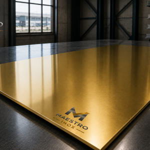 Tablă decorativă din inox AISI 201 – 0,4×1219×2438 mm – Aur