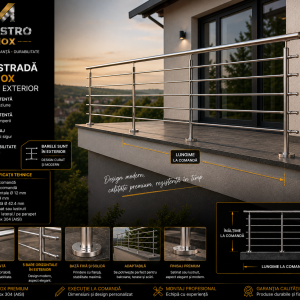 Balustradă din inox pentru exterior – model adaptabil la balcon și terasă