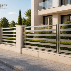 Gard din inox cu lamele orizontale – design minimalist